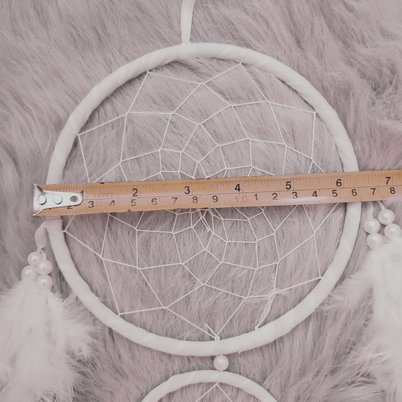 White Feather Dream Catcher with Raw White Quartz Healing Crystal - Picture 6 of 8